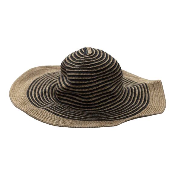Amiani Striped Hat Straw Floppy Wide Brim Sun Beach Summer Pool One Size main image 11